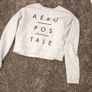 Cropped crew neck sweater